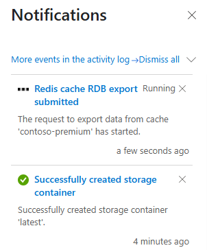 Screenshot showing the export progress in the notifications area.