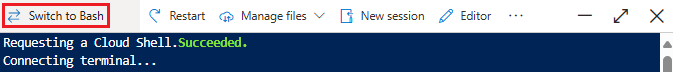 Screenshot of the button to switch between Bash and PowerShell.