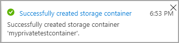 Screen capture of a container after being created successfully.