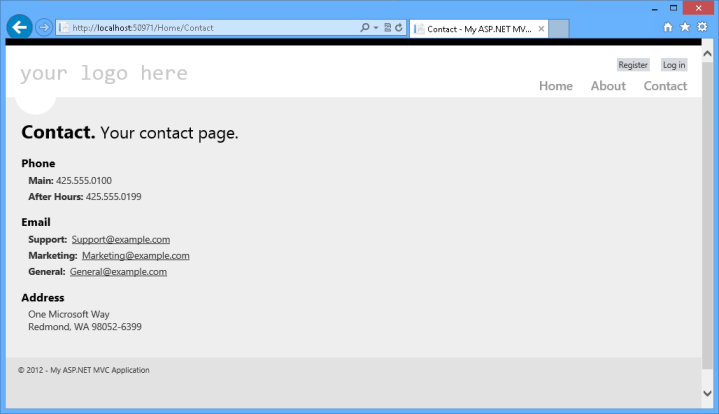 New Contact page