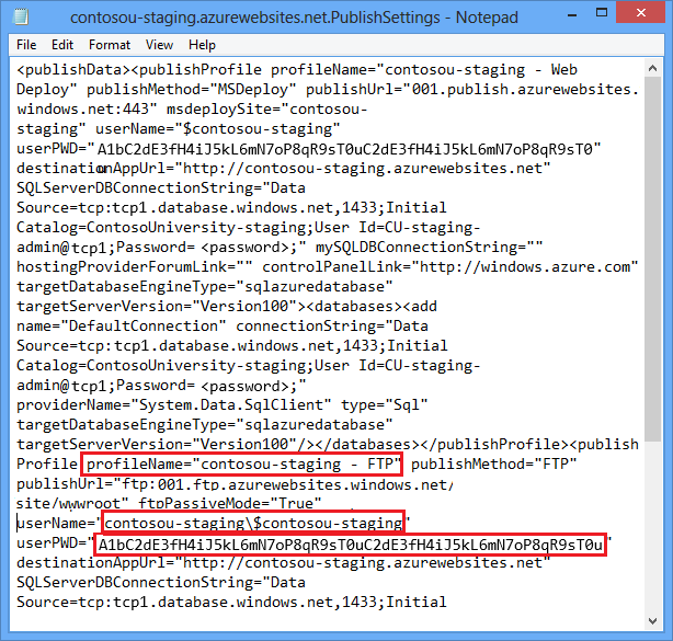 FTP credentials