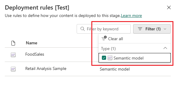 A screenshot of the deployment rules pane, showing that you can set rules for dataflows gen1, datasets, datamarts, and paginated reports.