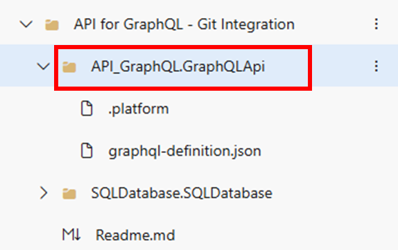 Screenshot of file structure representation in Git for GraphQL.