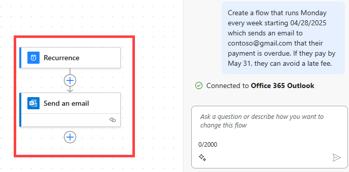 Screenshot of the designer after the flow is created.